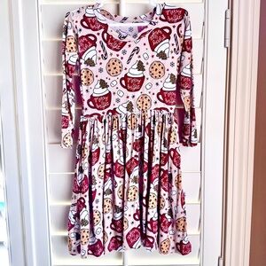 Monkeeroos Bamboo Merry & Bright Holiday Twirl Dress Festive Treat Print Size 2T